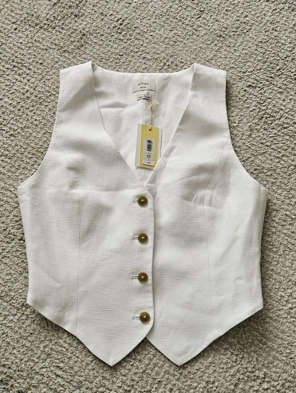 WILFRED CruiseLinen™ Pacino Vest White Size 0 Aritzia NWT